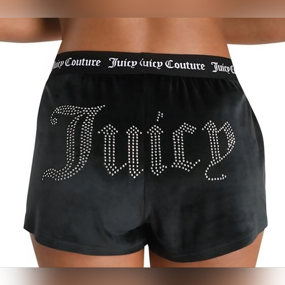 Juicy Couture Sleepwear Black Shorts with Logo Waistband.